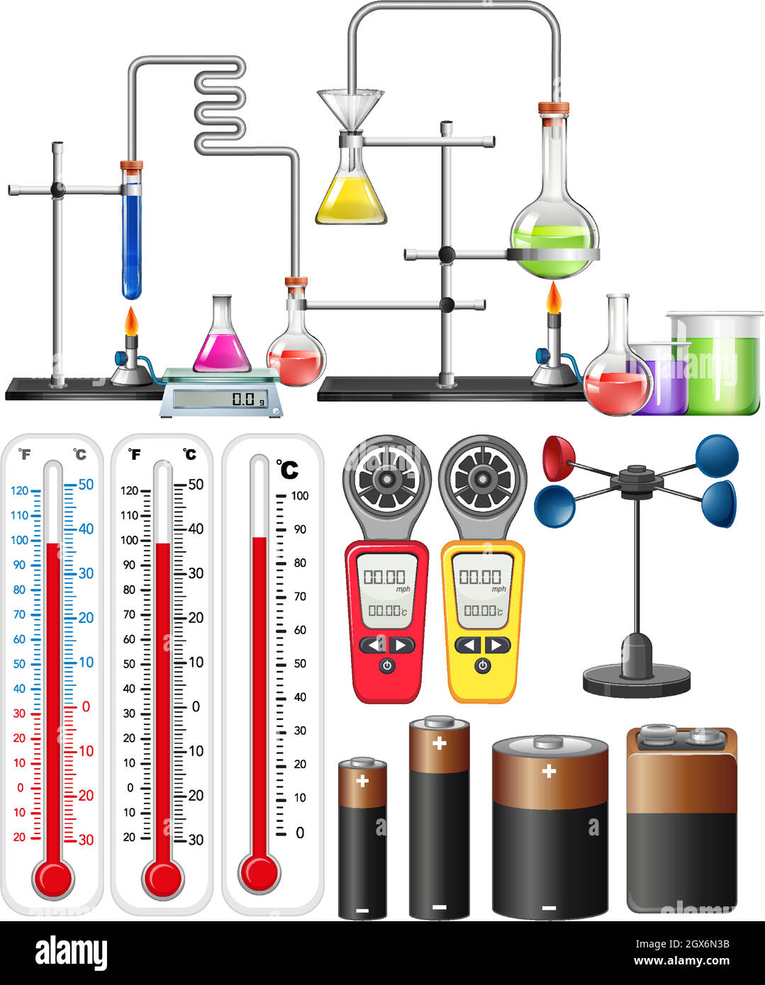 https://c8.alamy.com/comp/2GX6N3B/set-of-science-equipments-on-white-background-2GX6N3B.jpg