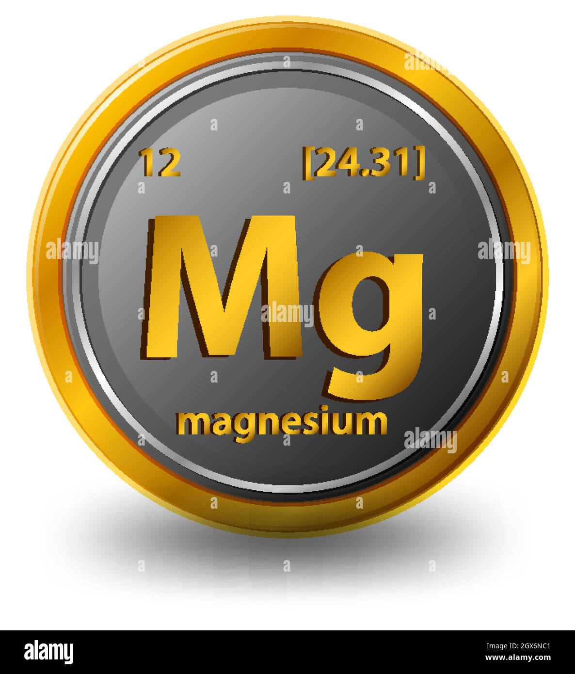 Magnesium chemical element. Chemical symbol with atomic number and