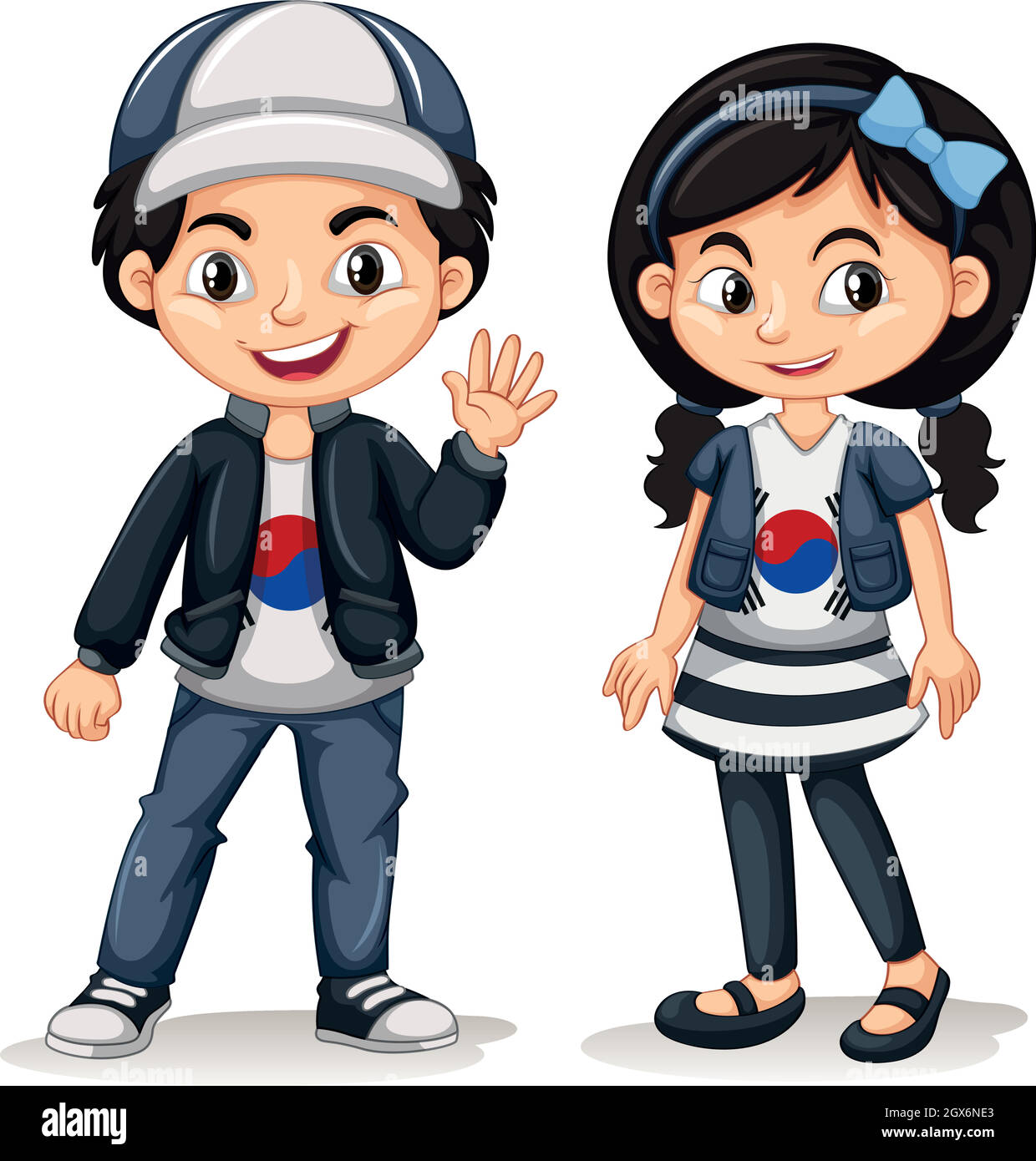 South Korean boy and girl Stock Vector