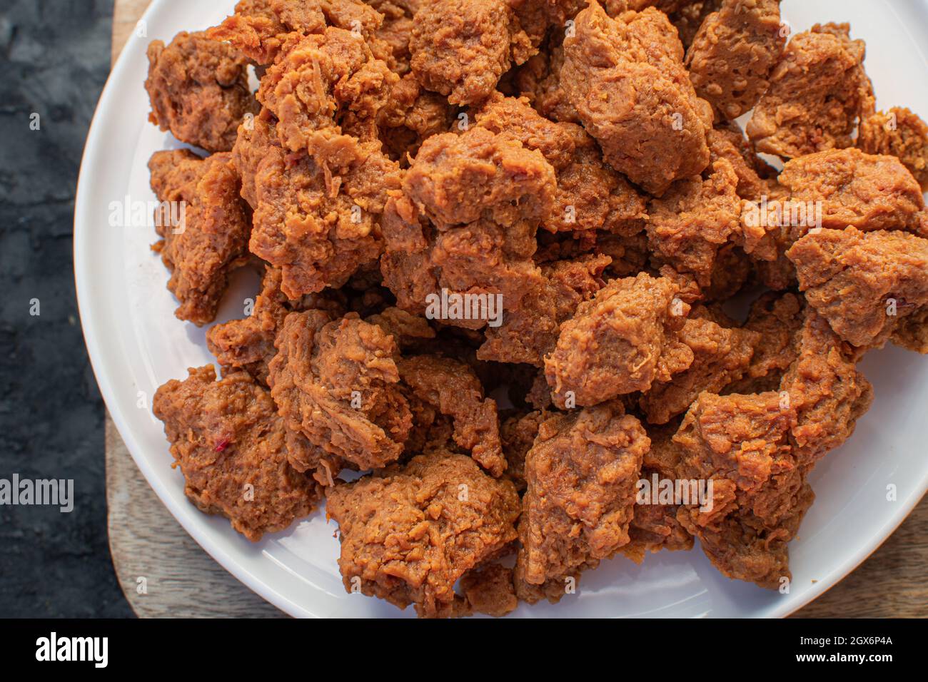 Seitan as meat alternative and plant based protein, close up Stock