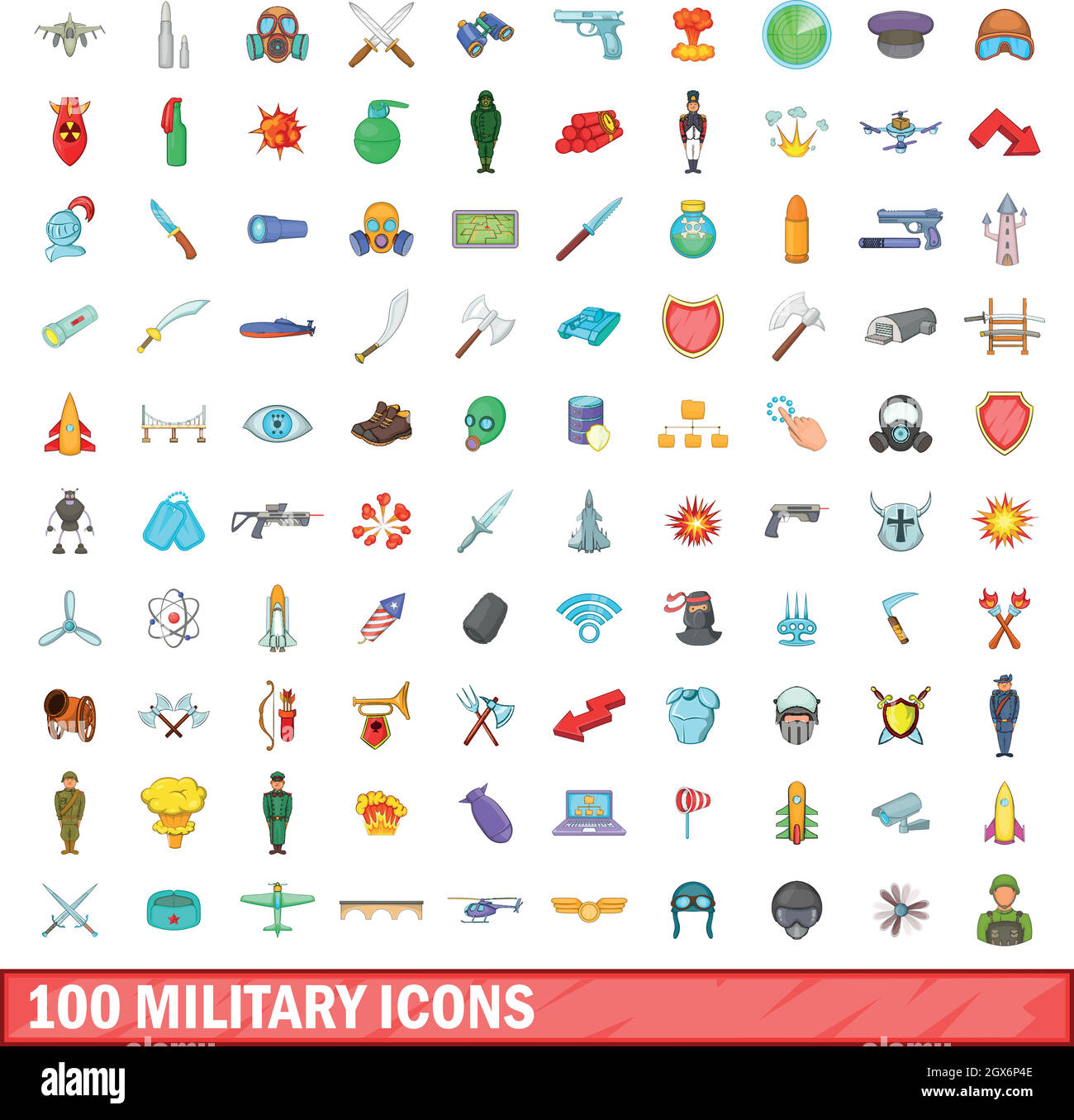 100 military icons set, cartoon style Stock Vector Image & Art - Alamy