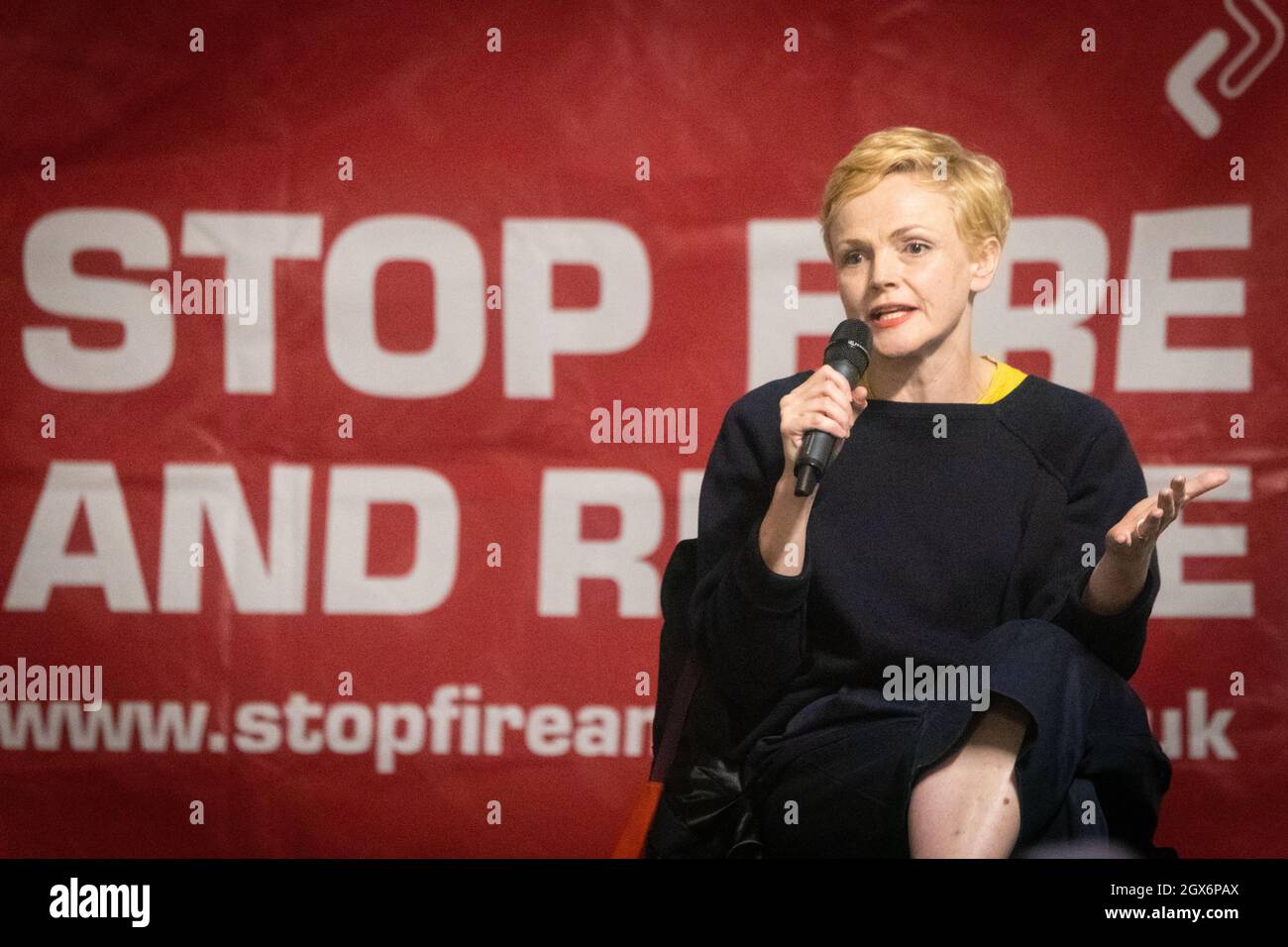Manchester, UK. 04th Oct, 2021. Actress Maxine Peake joins a panel of speakers discussing the future of the media. Organised by The PeopleÕs Assembly and part of the festival of resistance against the Conservative Party Conference, speakers address the need for change within the media to maintain a functioning democracy.ÊAndy Barton/Alamy Live News Credit: Andy Barton/Alamy Live News Stock Photo