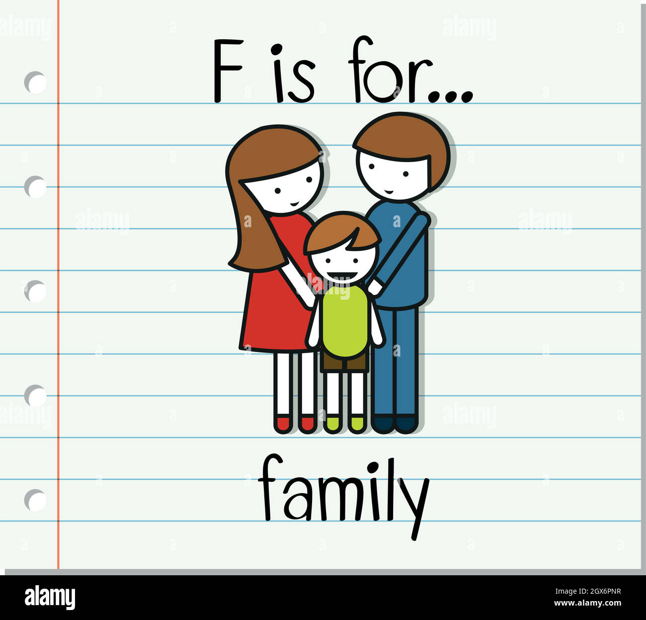 Flashcard letter F is for family Stock Vector