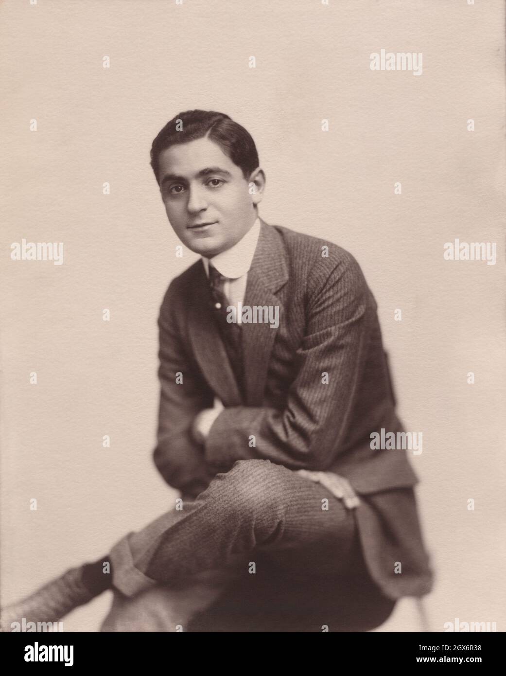 Irving Berlin (1888-1989), American Composer and Lyricist, seated Portrait, Pach Brothers Studio, 1907 Stock Photo