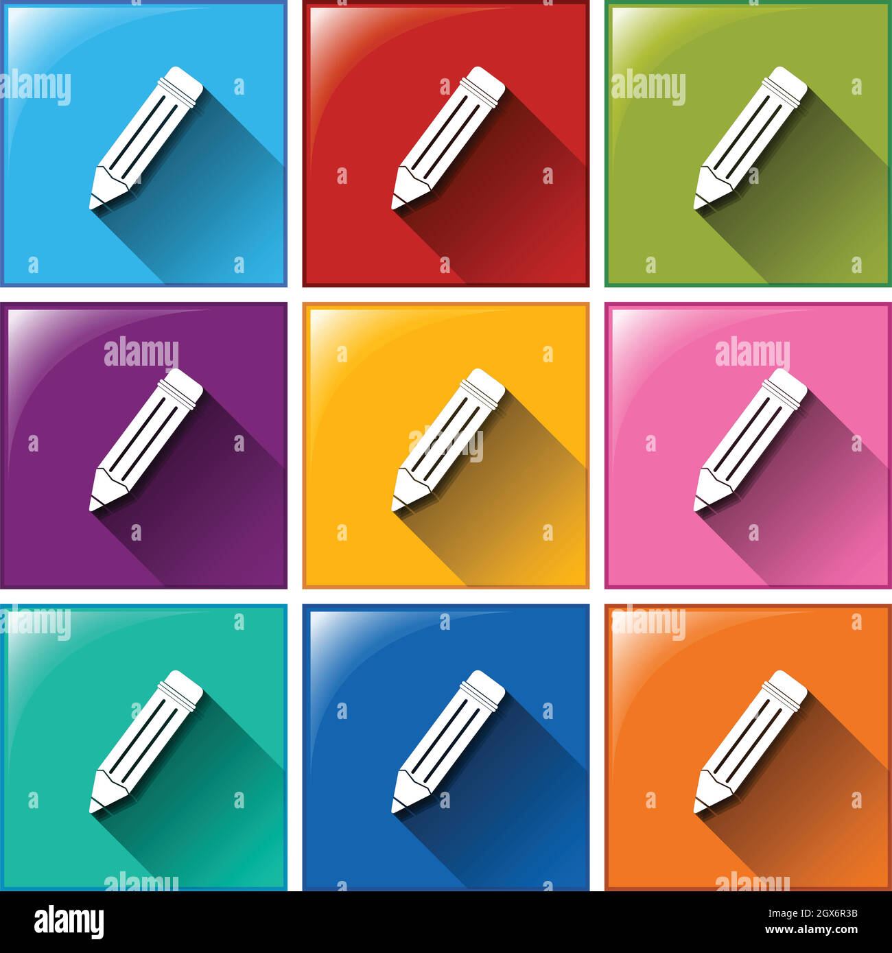 Buttons with pencils Stock Vector