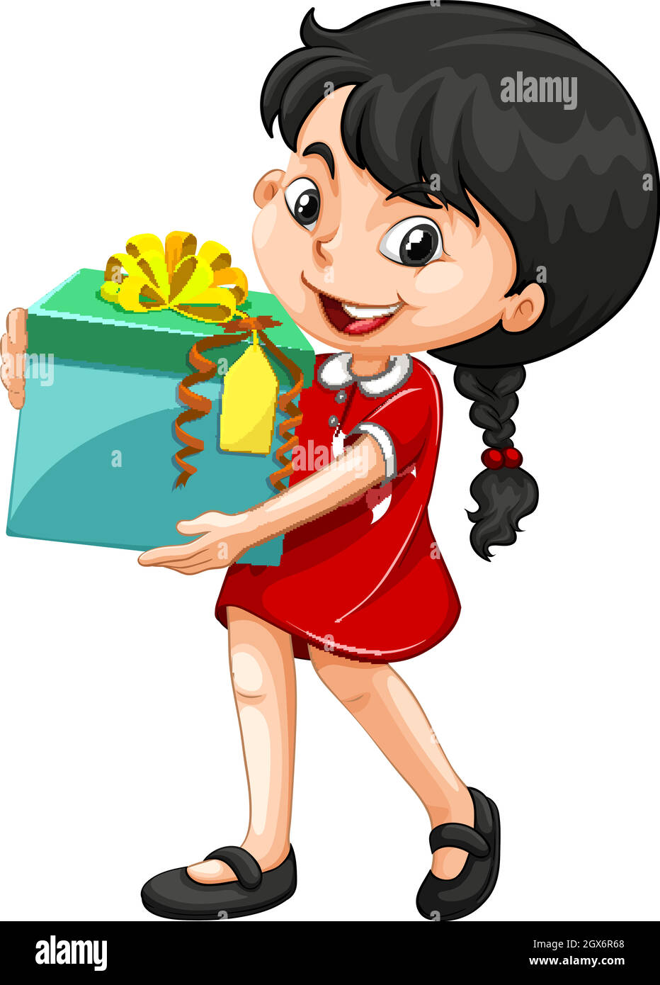 Little girl holding a box of present Stock Vector Image & Art Alamy
