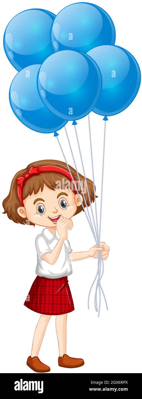 One happy girl blue balloons Stock Vector Image & Art - Alamy