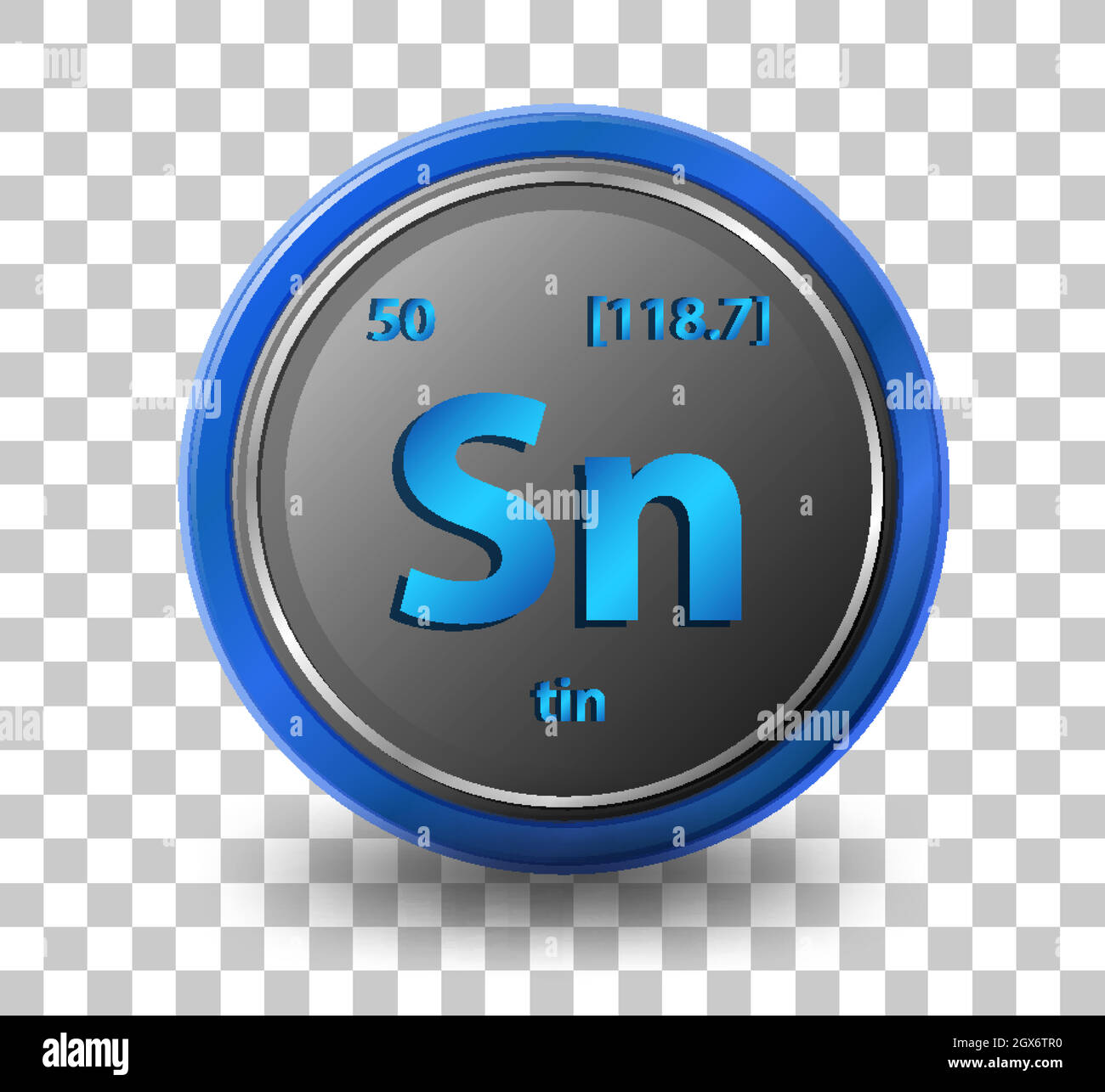 Tin chemical element. Chemical symbol with atomic number and atomic