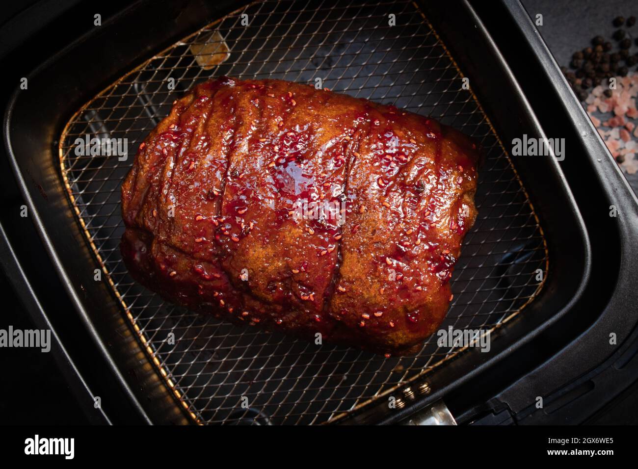 Raspberry chipotle glazed seitan ham in air fryer Stock Photo Alamy