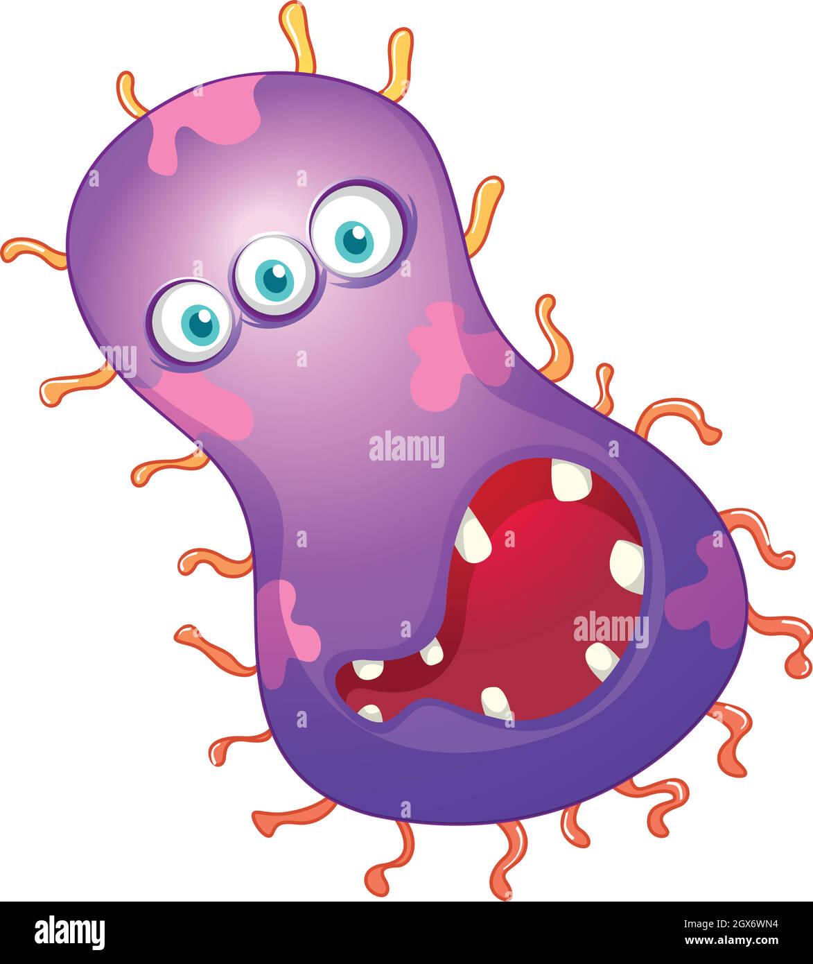 Purple bacteria with face Stock Vector
