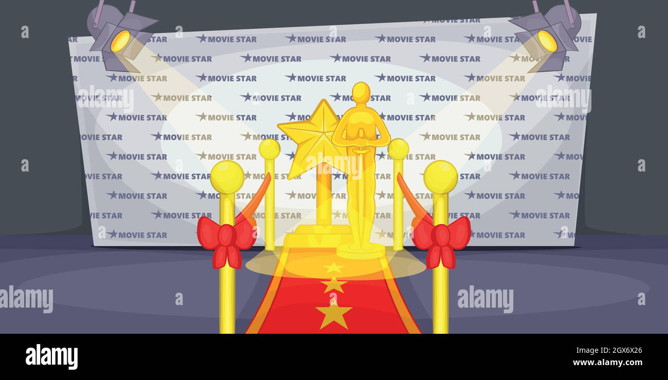 Cinema movie horizontal banner wall, cartoon style Stock Vector Image