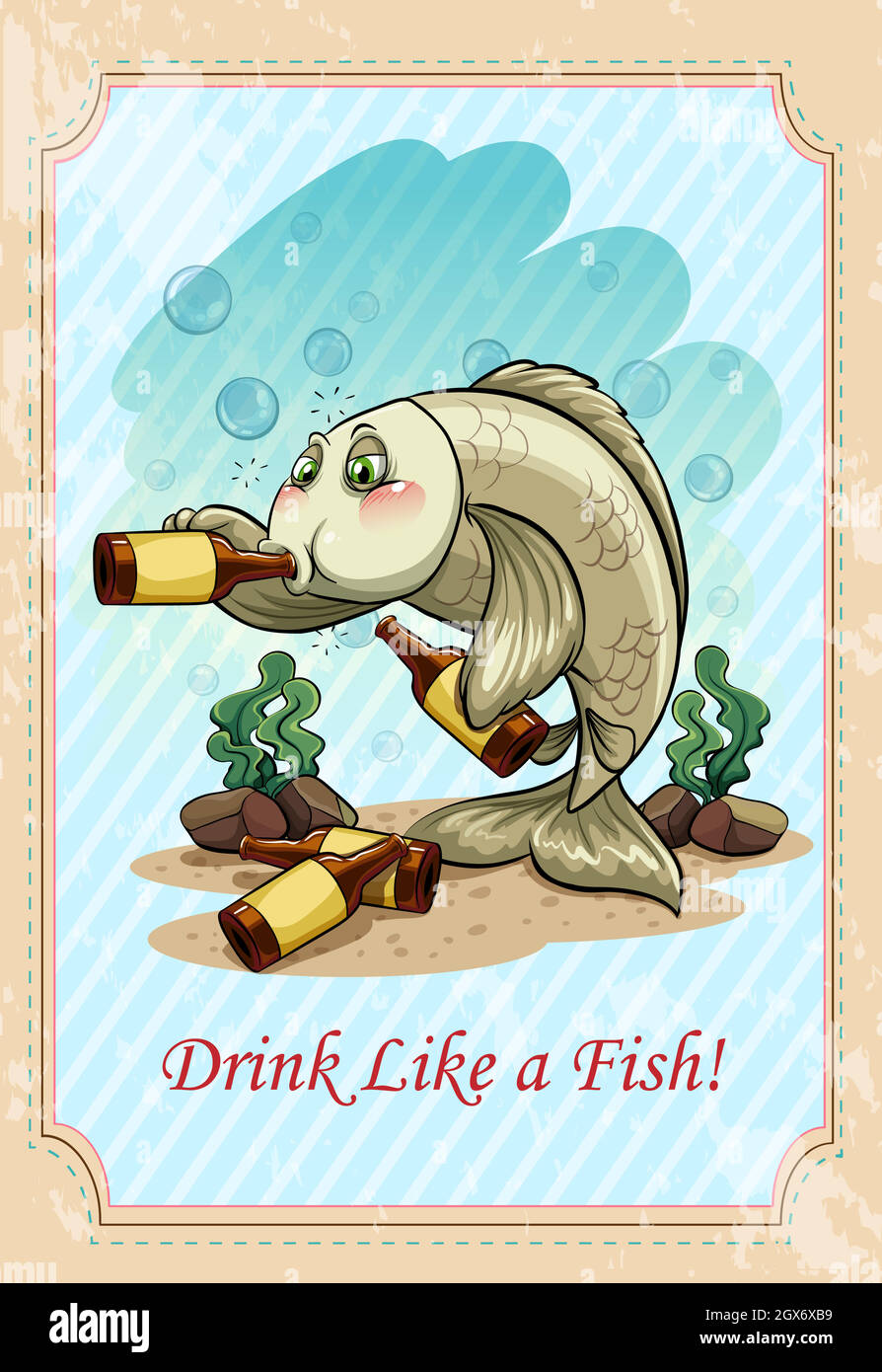 Drunk fish drinking alcohol Stock Vector Image & Art Alamy