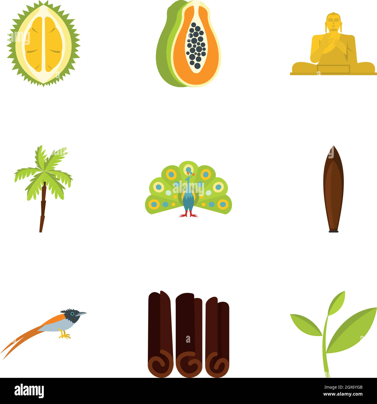 culture-features-of-sri-lanka-icons-set-flat-style-stock-vector-image
