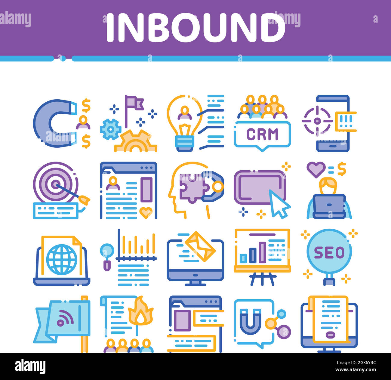 Inbound Marketing Collection Icons Set Vector Stock Vector Image & Art