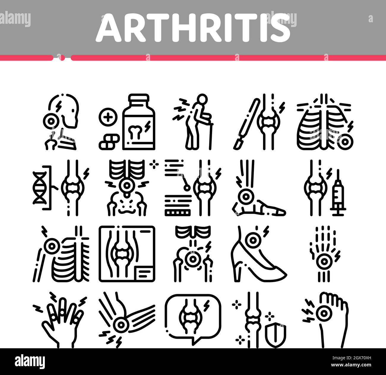 Arthritis Disease Collection Icons Set Vector Stock Vector Image & Art