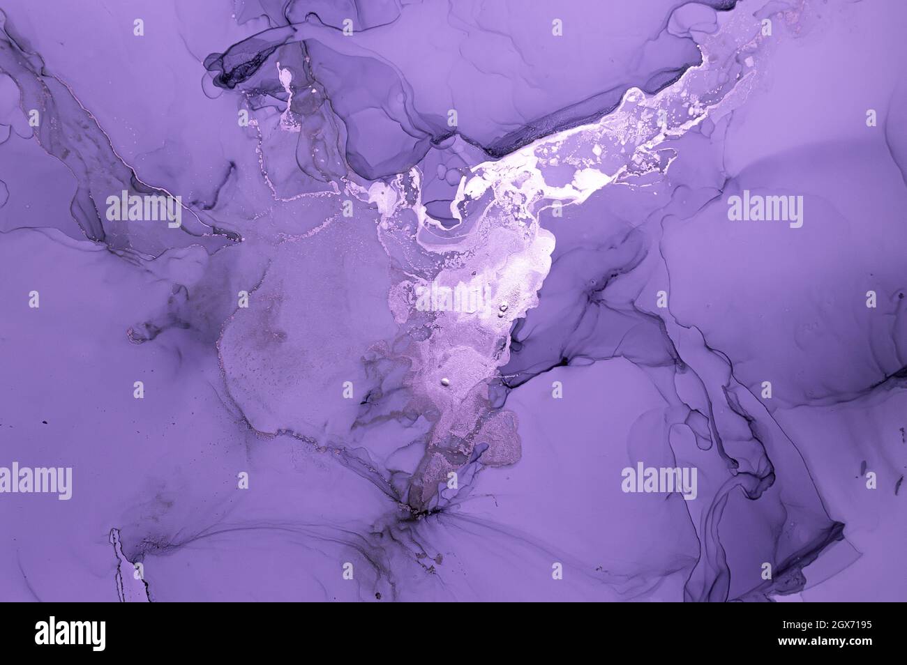Purple Liquid Paint. Metallic Grey Acrylic Ink Stock Photo Alamy