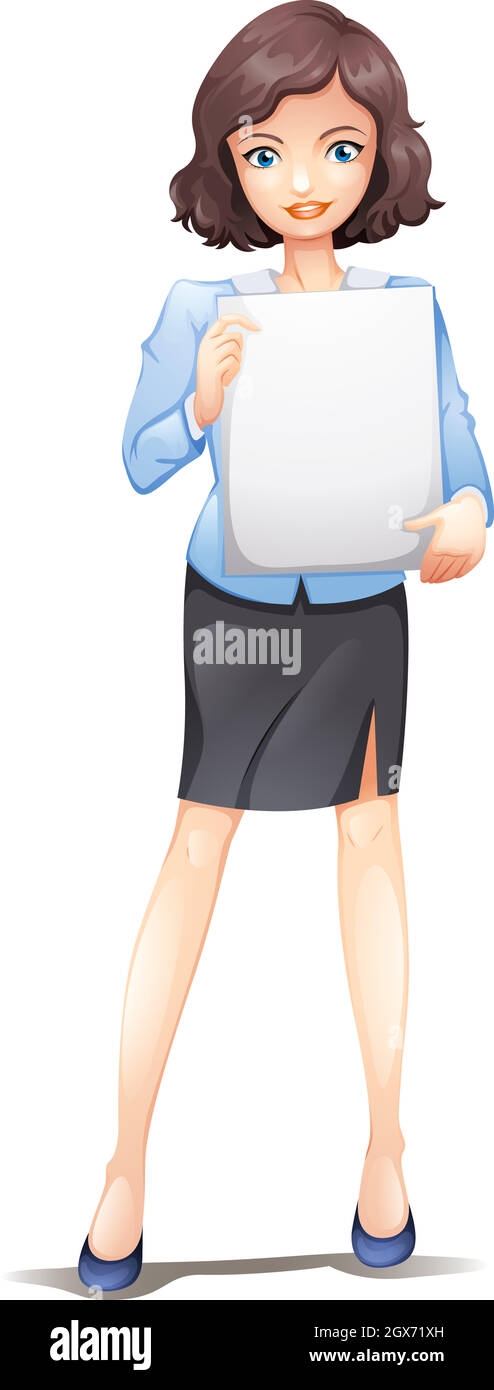 A businesswoman standing with an empty signboard Stock Vector Image ...