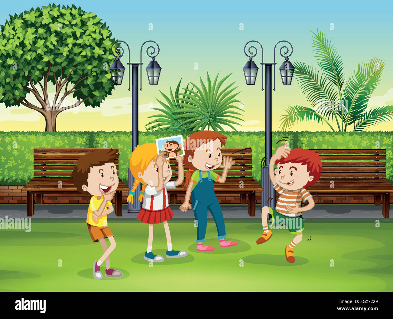 Boy and girl playing monkey in the park Stock Vector Image & Art - Alamy
