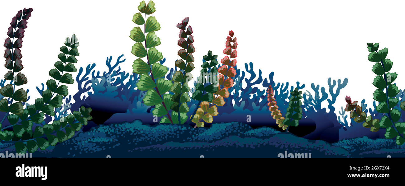 Seamless underwater scene with seaweeds Stock Vector