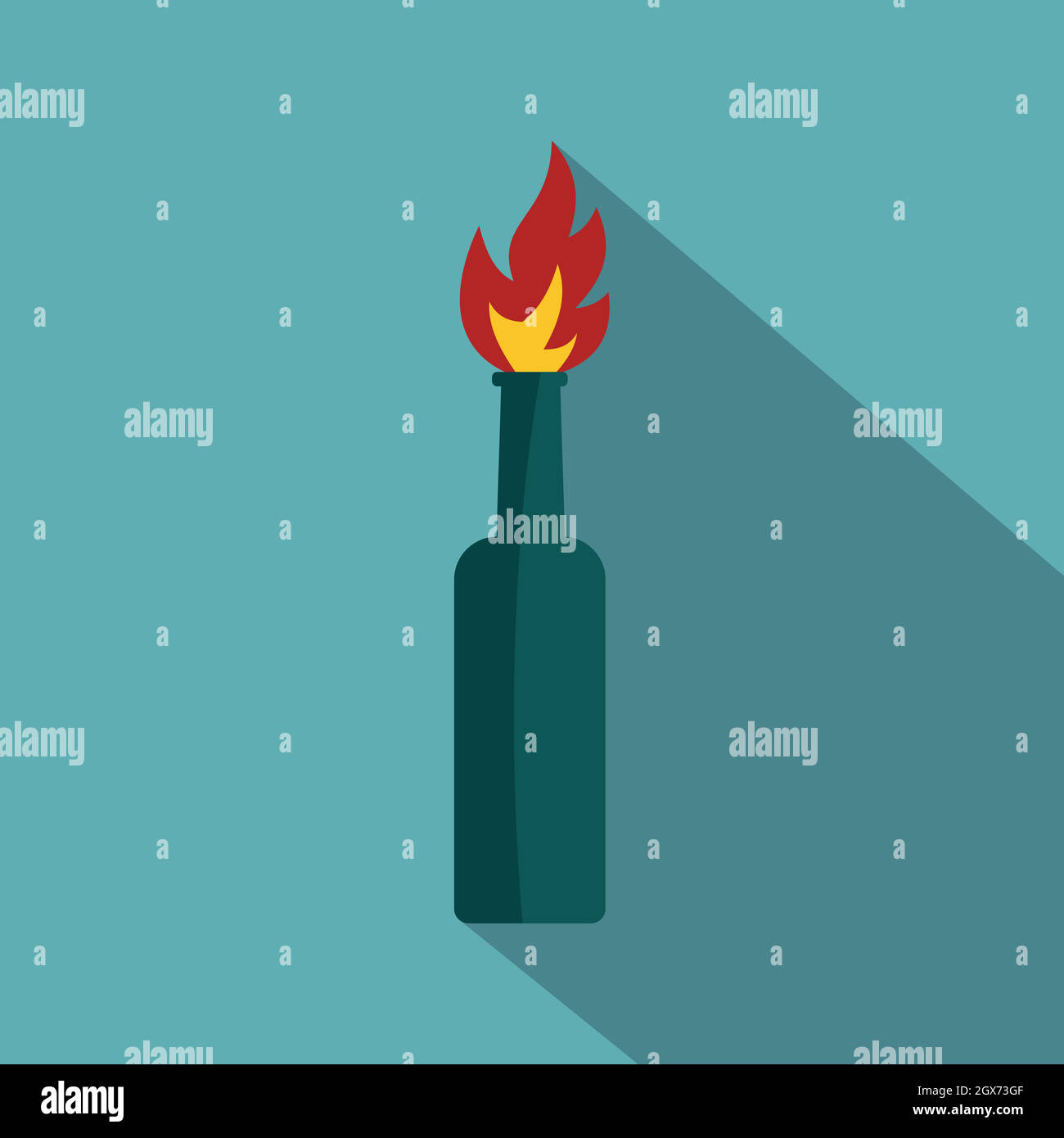 Fire bottle icon, flat style Stock Vector