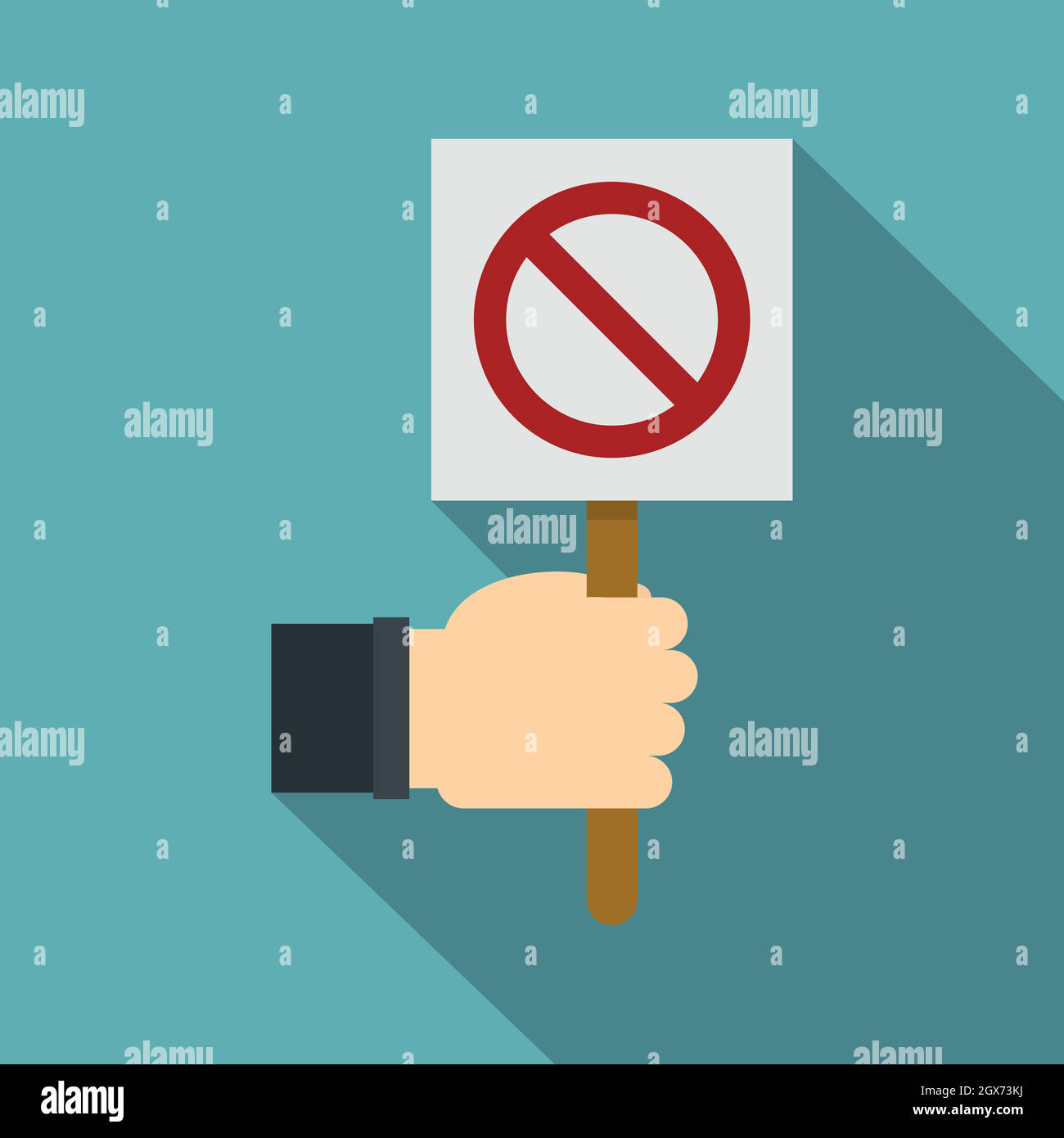 Hand holding stop sign icon, flat style Stock Vector