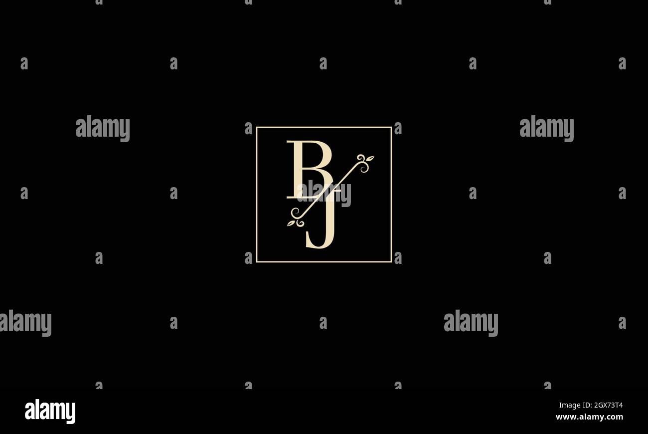 LETTERS B J LOGO DESIGN WITH NEGATIVE SPACE EFFECT FOR ILLUSTRATION USE Stock Vector