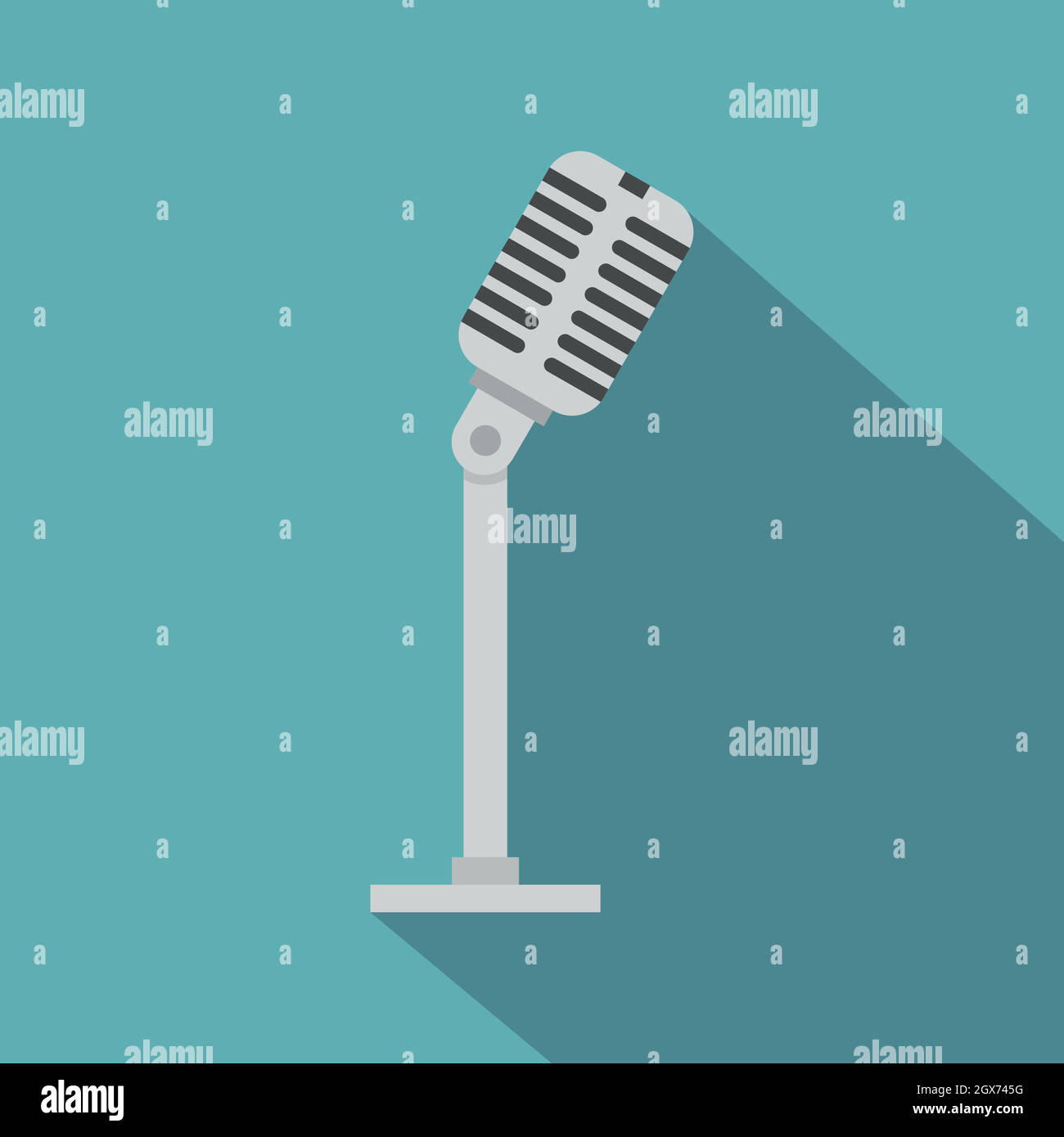 Microphone icon, flat style Stock Vector