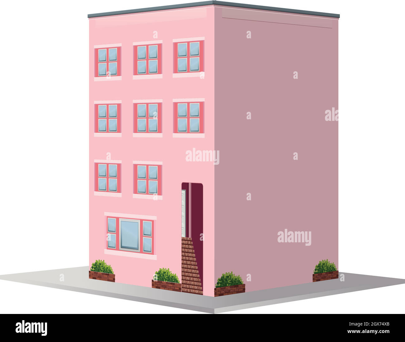 3D design for building painted in pink Stock Vector