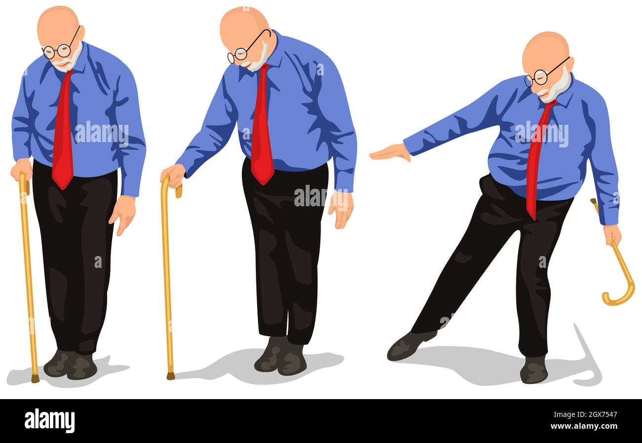 Grandfather with Walking Stick Stock Vector