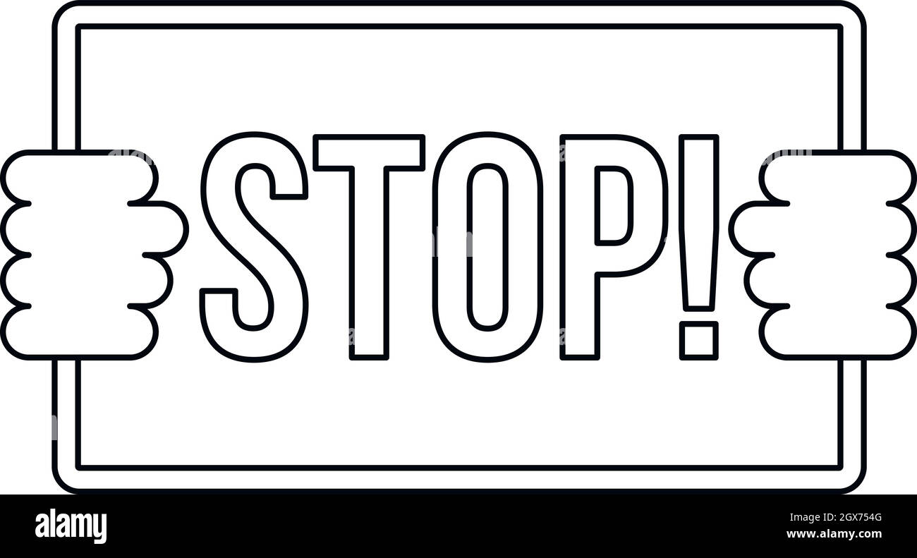 Stop icon, outline style Stock Vector