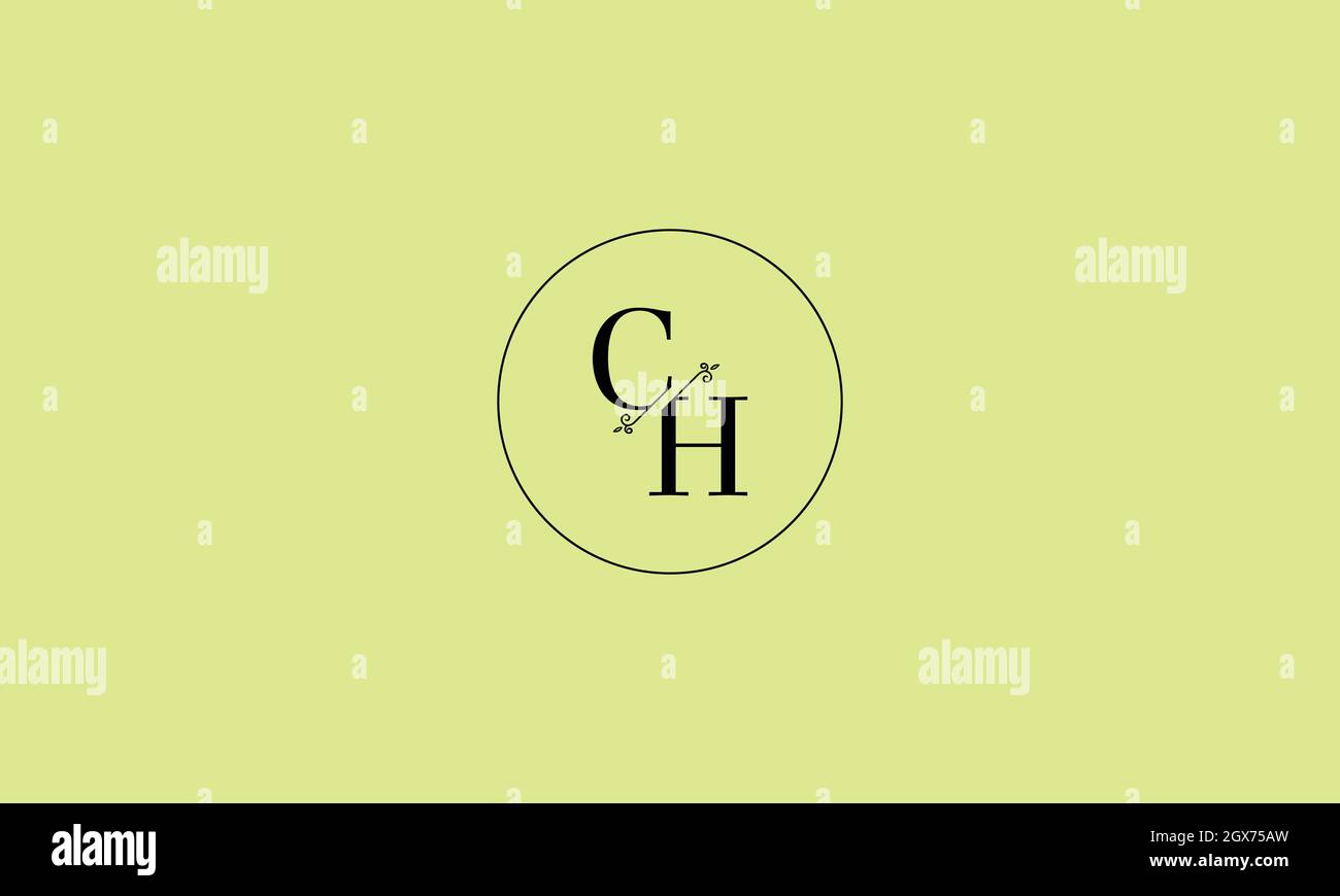LETTERS CH LOGO DESIGN WITH NEGATIVE SPACE EFFECT FOR ILLUSTRATION USE Stock Vector