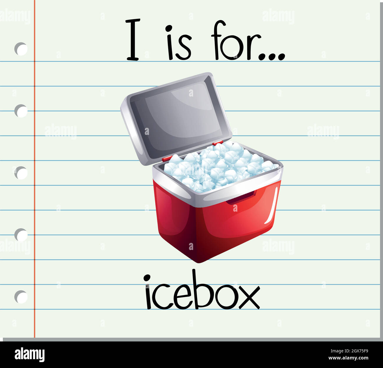 Flashcard letter I is icebox Stock Vector