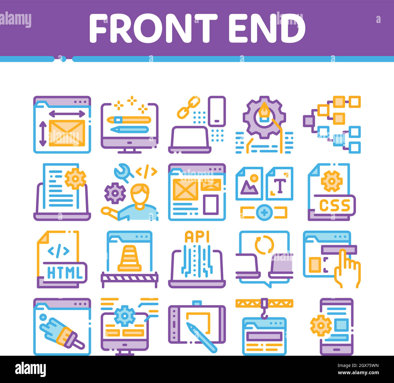 Front End Development Collection Icons Set Vector Stock Vector Image ...
