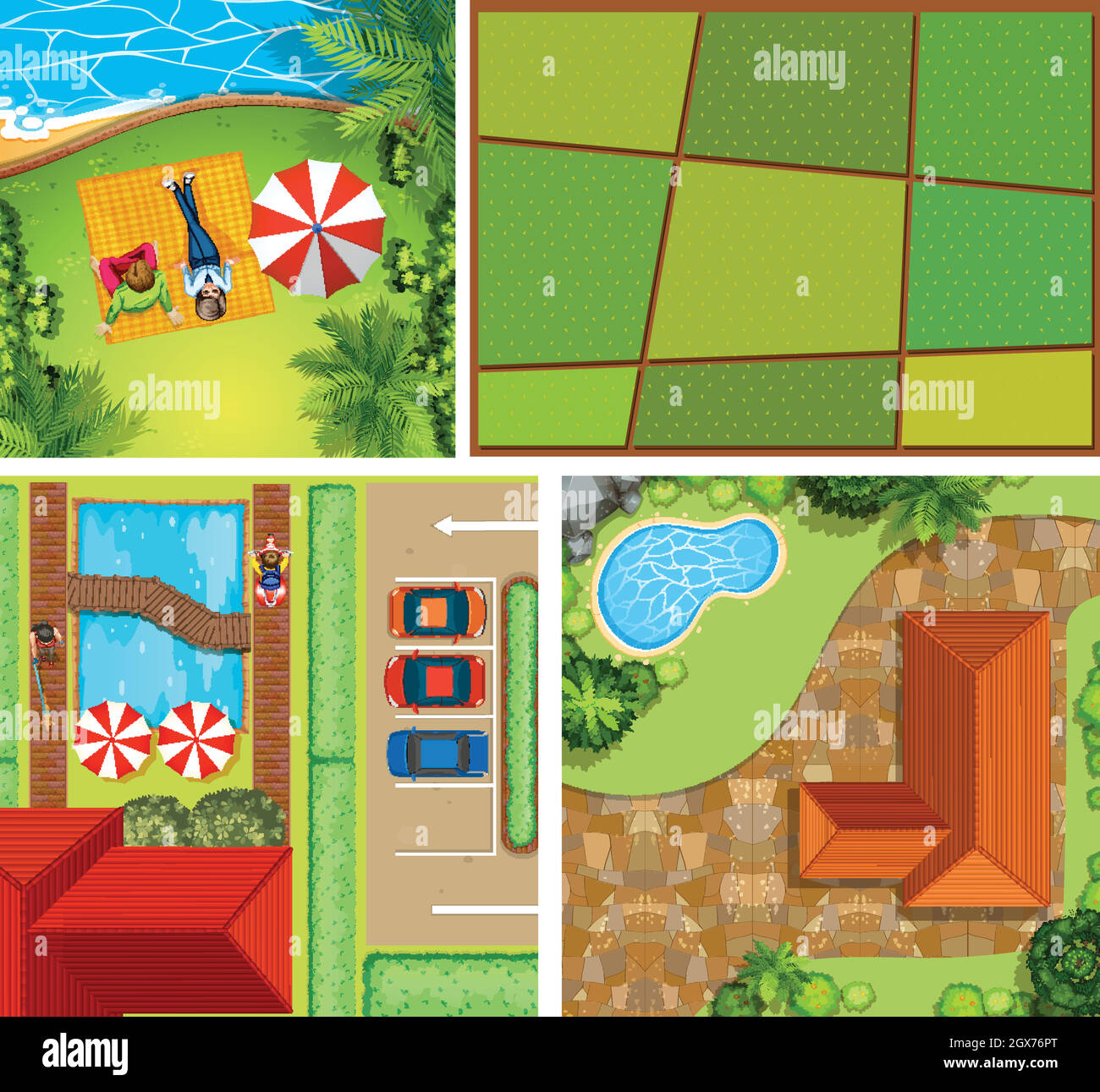 Aerial View Of Homes Clipart