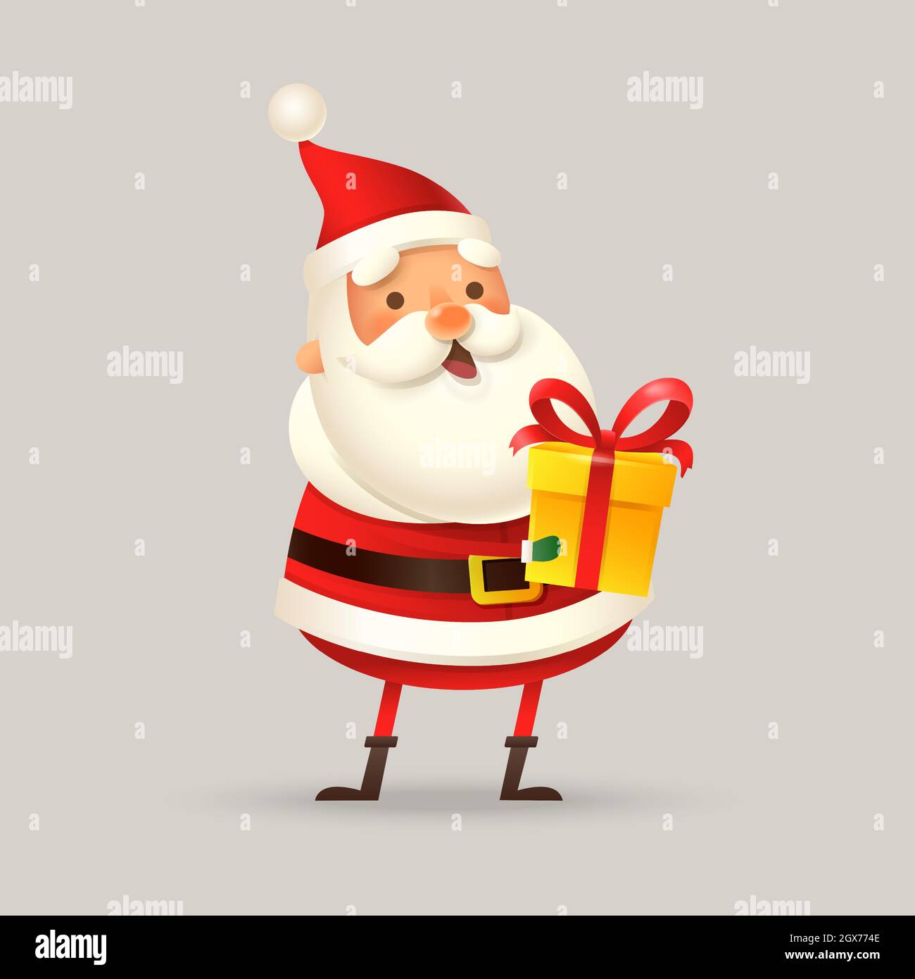 Cute and happy Santa Claus with gifts - vector illustration isolated Stock Vector