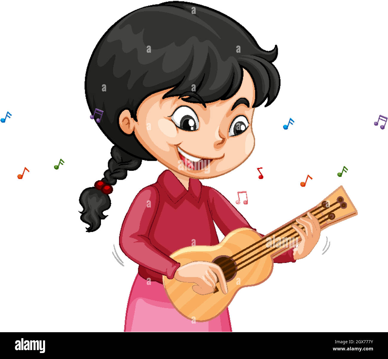A girl cartoon character playing ukulele Stock Vector Image & Art Alamy