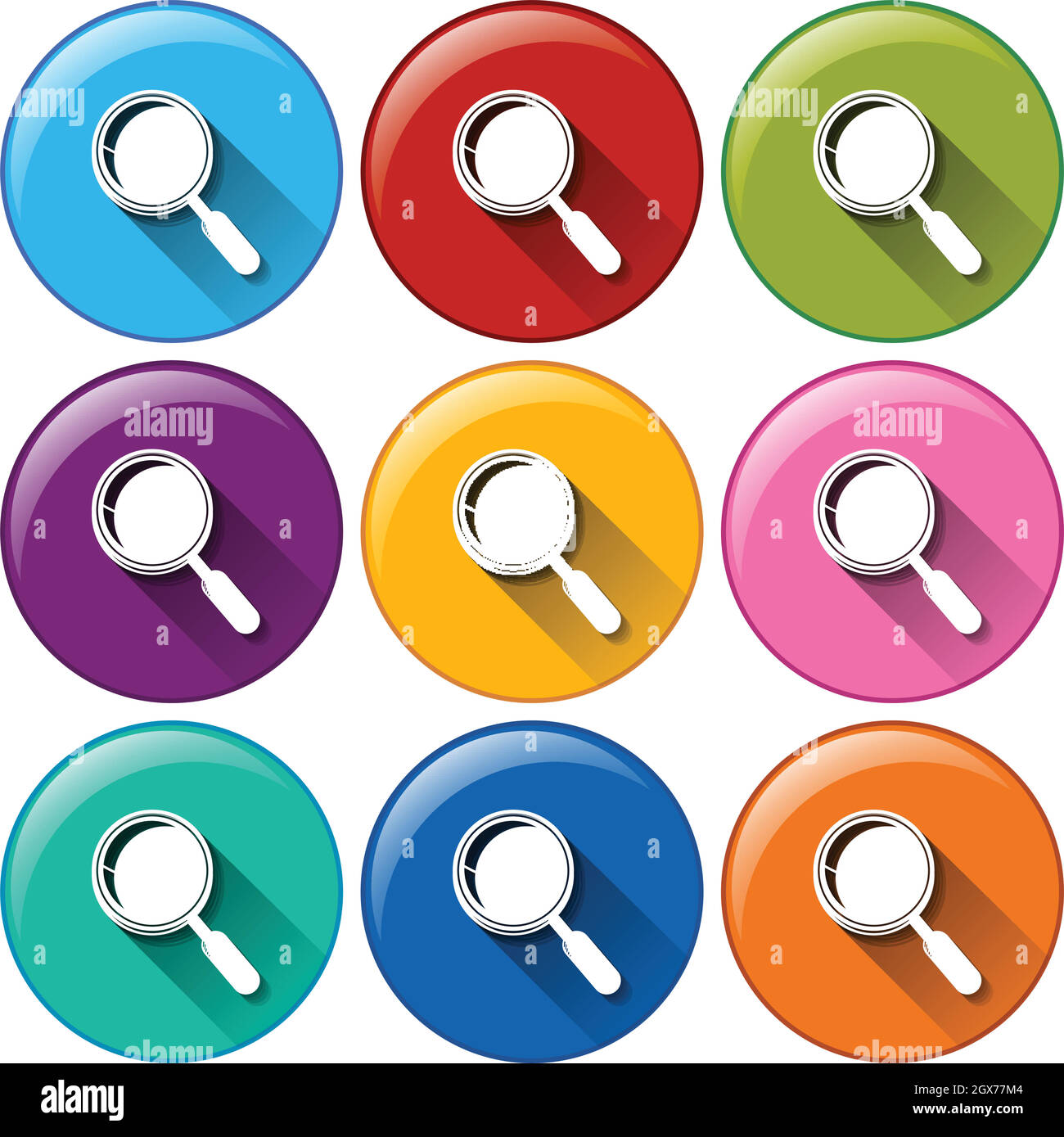 Buttons with magnifying glasses Stock Vector