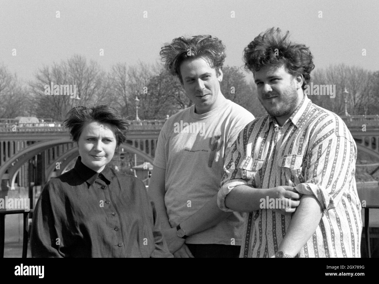British alternative rock band The Cocteau Twins pictured outside their