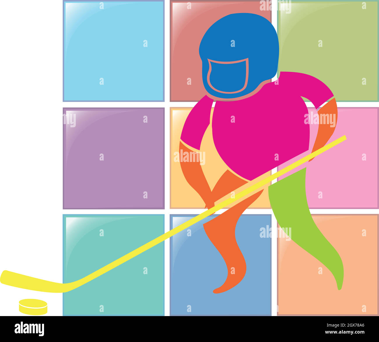 Sport icon design for ground hockey in color Stock Vector