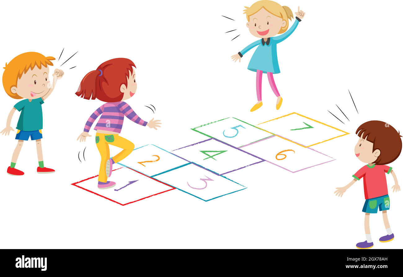 Boys and girls playing hopscotch Stock Vector Image & Art - Alamy