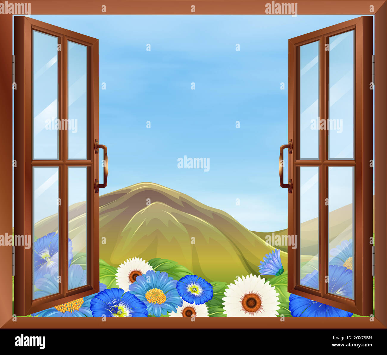 A window with flowers outside Stock Vector Image & Art Alamy