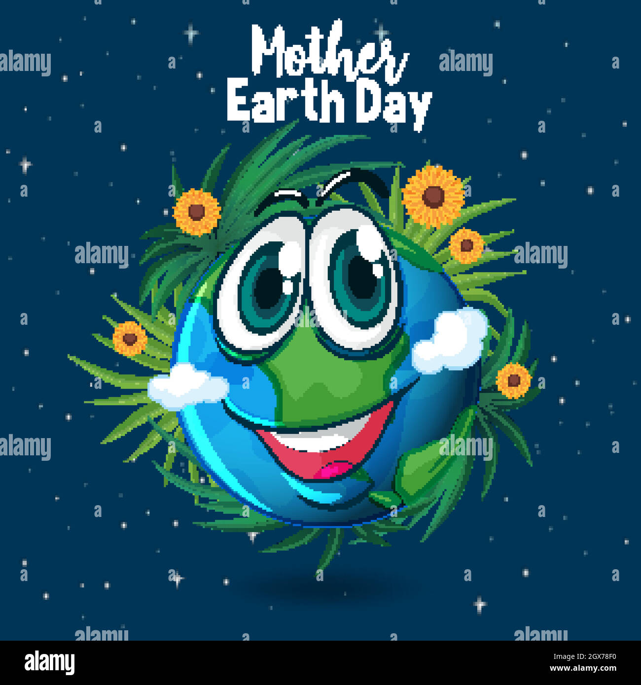 Poster design for mother earth day with happy smile on earth Stock Vector
