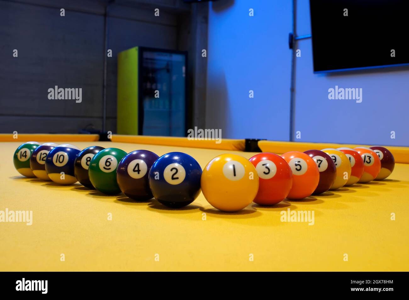 Billiard balls, odd on one side and even on the other. Stock Photo