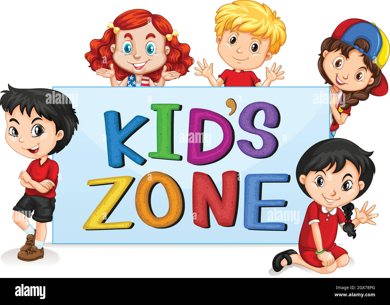 Kid's zone with international kids Stock Vector