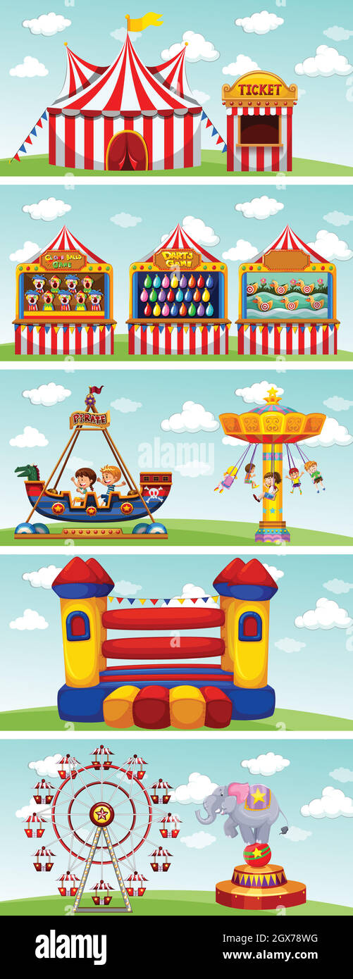 Different rides at the circus Stock Vector Image & Art - Alamy