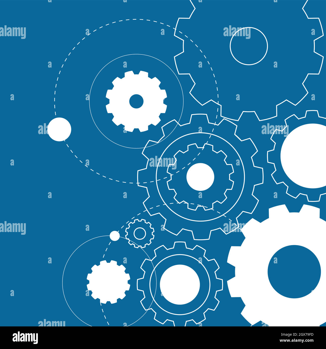 Background template with white gears on blue Stock Vector Image & Art ...