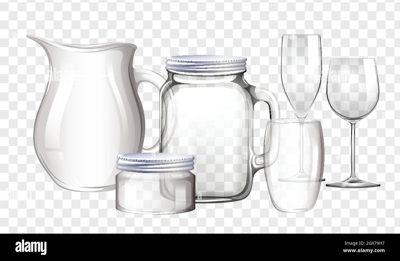 Premium Vector  Plastic or glass cups bottles , kitchen glassware utensils  icons vector illustration