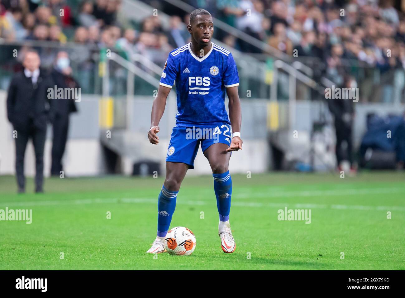 Boubakary Soumare of Leicester City FC seen in action during the UEFA Europa League Group Stage match between Legia Warszawa and Leicester City FC at Marshal Jozef Pilsudski Legia Warsaw Municipal Stadium.Final score; Legia Warszawa 1:0 Leicester City FC. Stock Photo