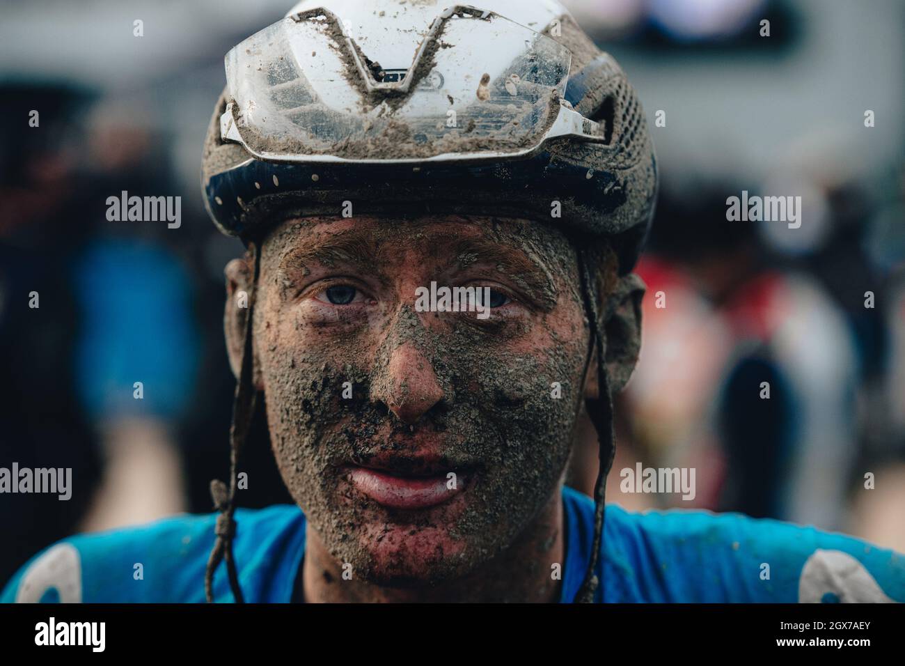 3rd October 2021, Paris&#x2013;Roubaix Mens Cycling tour; which is famous for its uneven cobblestone course. Stock Photo