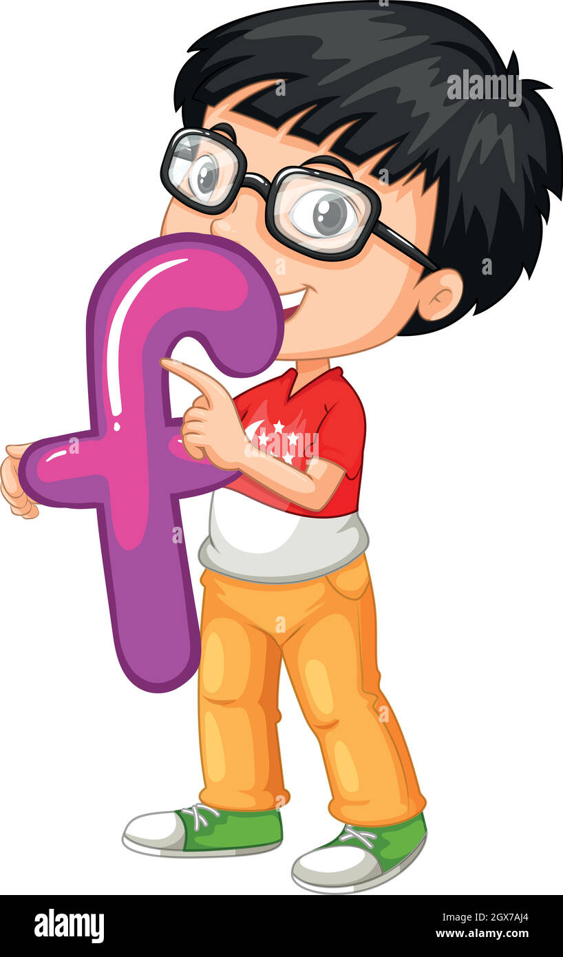 Little boy holding letter F Stock Vector Image & Art - Alamy